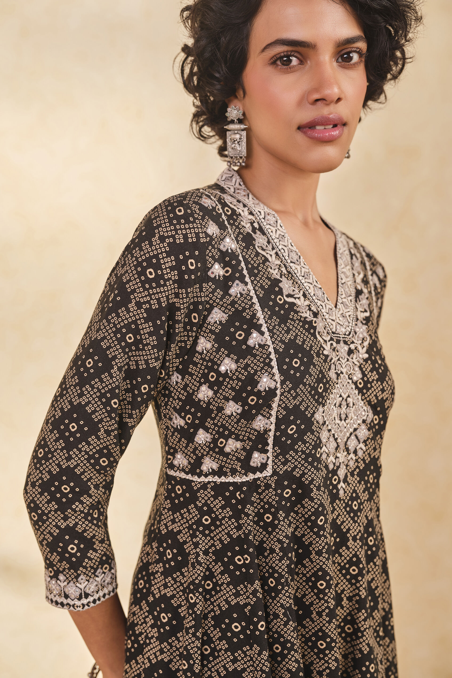 Bahara Black Rayon Kurta​, Black, image 5